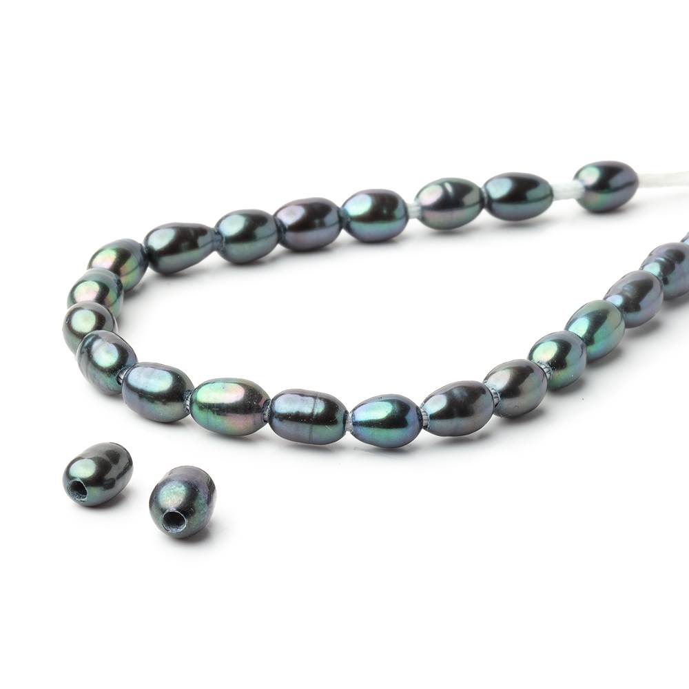 4 - 4.5mm Oval Freshwater Pearl with 1.5mm Large Hole - 15.5 inch Strand - Beadsofcambay.com