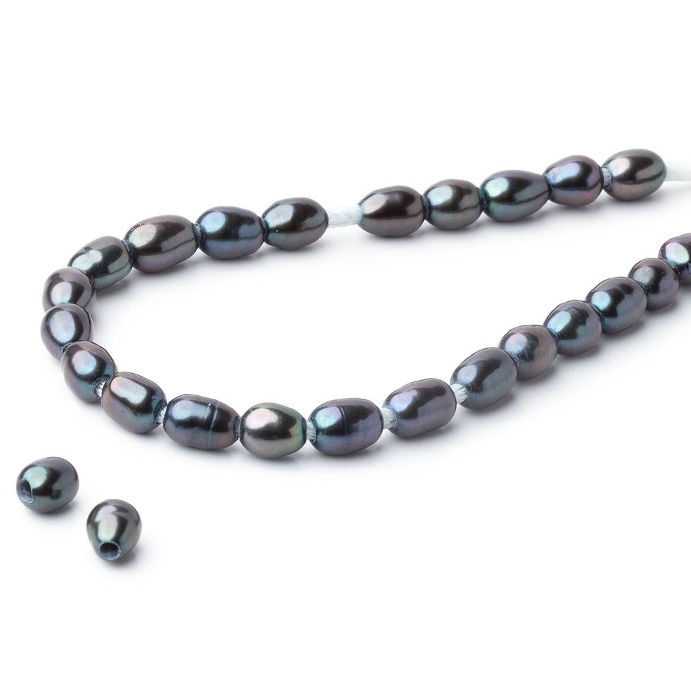 4 - 4.5mm Oval Freshwater Pearl with 1.5mm Large Hole - 15.5 inch Strand - Beadsofcambay.com