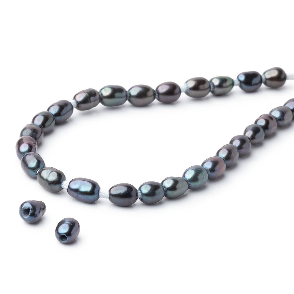 4 - 4.5mm Oval Freshwater Pearl with 1.5mm Large Hole - 15.5 inch Strand - Beadsofcambay.com