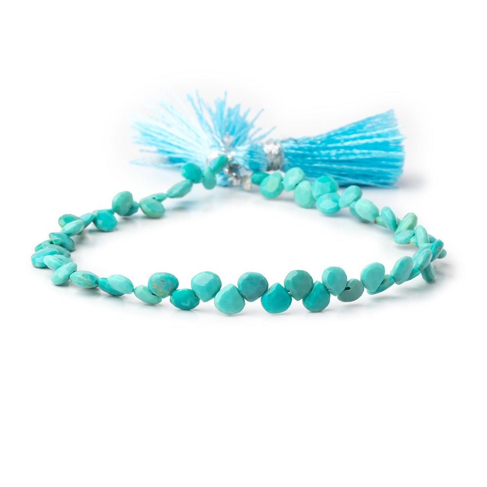 4 - 4.5mm Sleeping Beauty Turquoise Faceted Heart 8 inch 60 Beads - Beadsofcambay.com