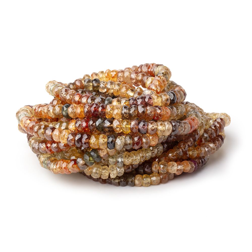 4 - 5mm Multi Color Golden Zircon Faceted Rondelle 16 inch 150 Beads AA - Beadsofcambay.com