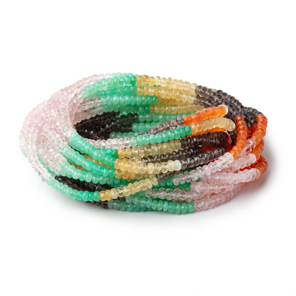4 - 5mm Multi Gemstone Faceted Rondelles 18 inch 166 Beads AA - Beadsofcambay.com