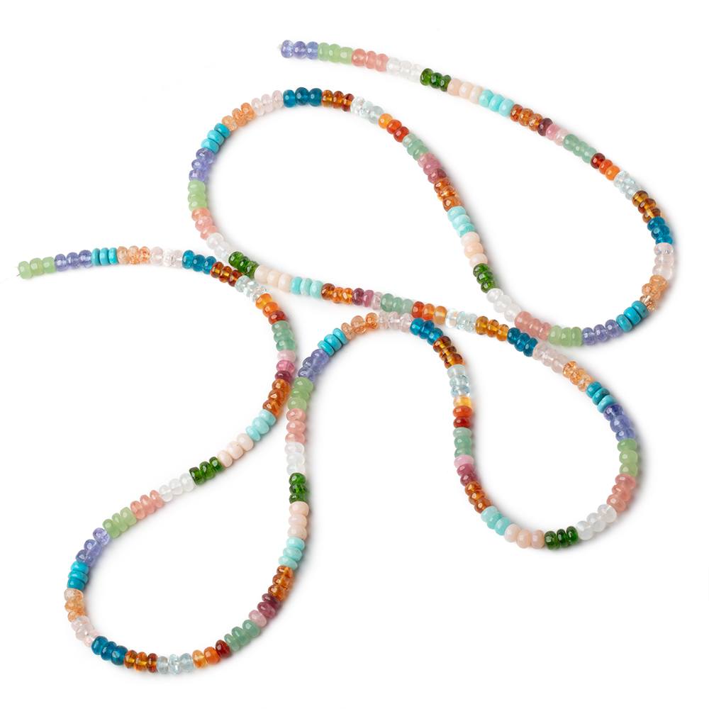 4-5mm Multi Gemstone Plain Rondelle Beads 36 inch 330 pieces AA - Beadsofcambay.com