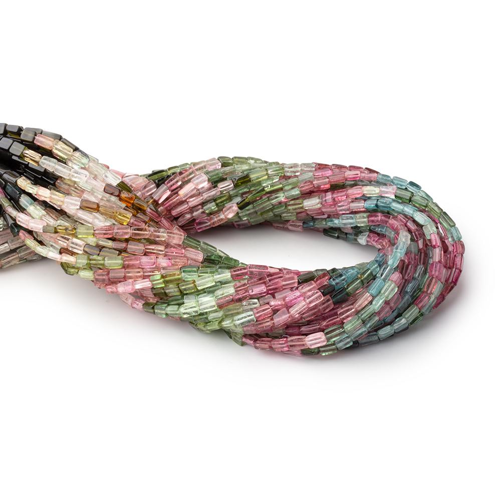 4 - 6mm Multi Color Tourmaline Plain Rectangle Beads 13.5 inch 70 pieces - Beadsofcambay.com