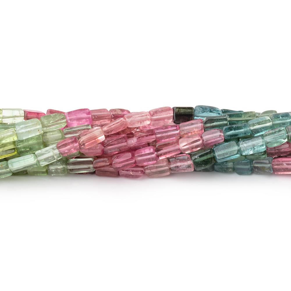 4 - 6mm Multi Color Tourmaline Plain Rectangle Beads 13.5 inch 70 pieces - Beadsofcambay.com