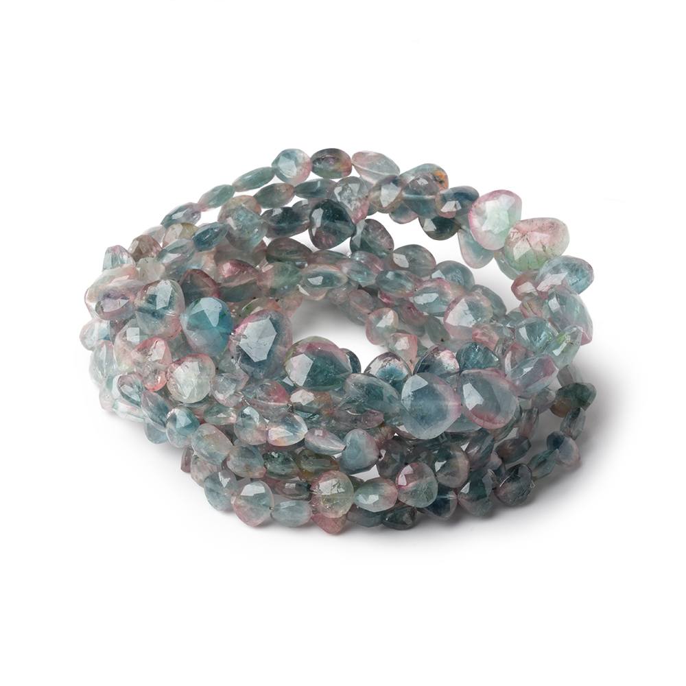4 - 7mm Bi - Color Indicolite Tourmaline Faceted Heart 15.5 inch 75 Beads - Beadsofcambay.com