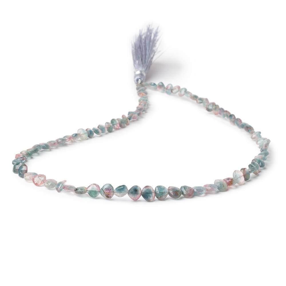 4 - 7mm Bi - Color Indicolite Tourmaline Faceted Heart 15.5 inch 75 Beads - Beadsofcambay.com