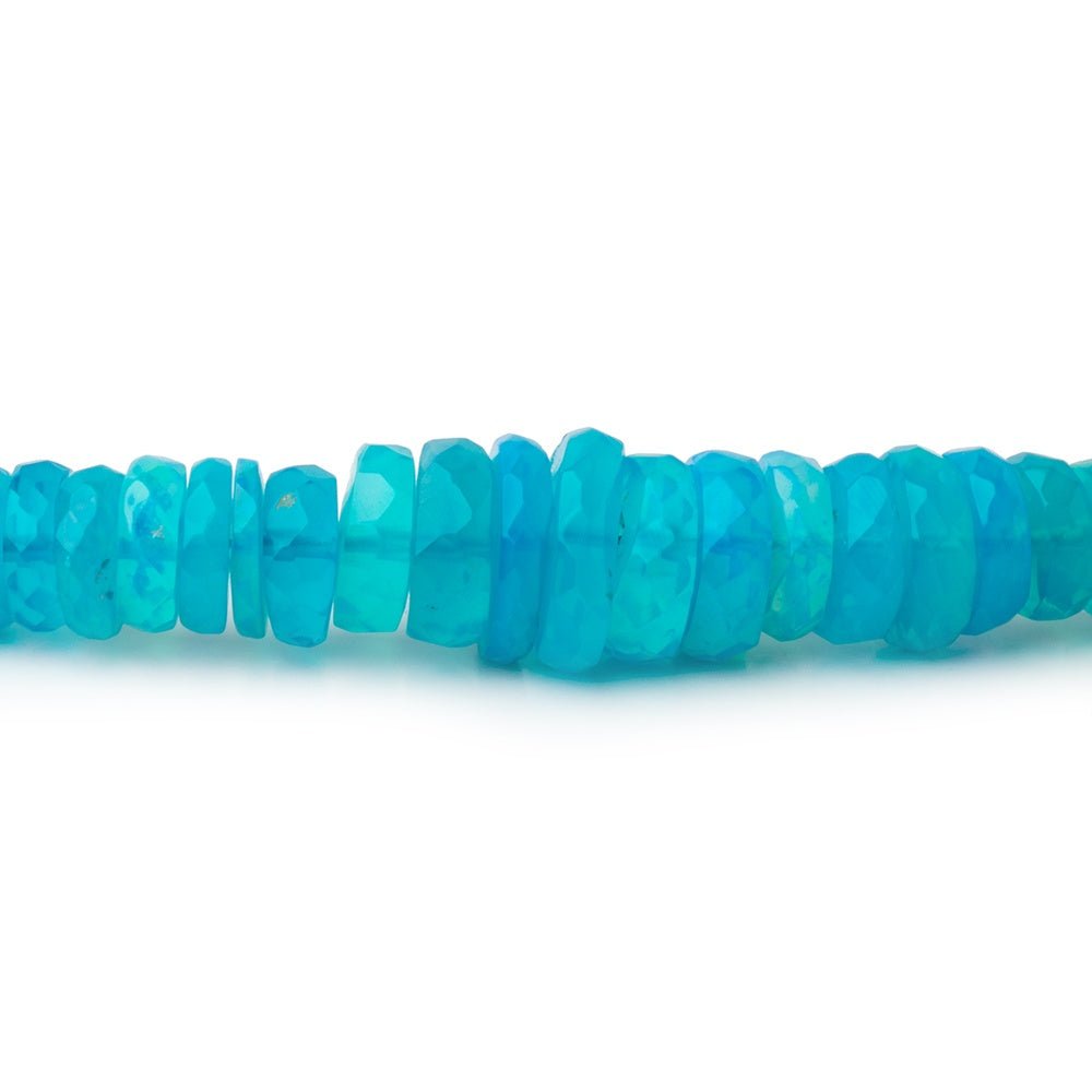 4 - 7mm Neon Blue Ethiopian Opal Faceted Heishi 14 inch 200 Beads AA - Beadsofcambay.com