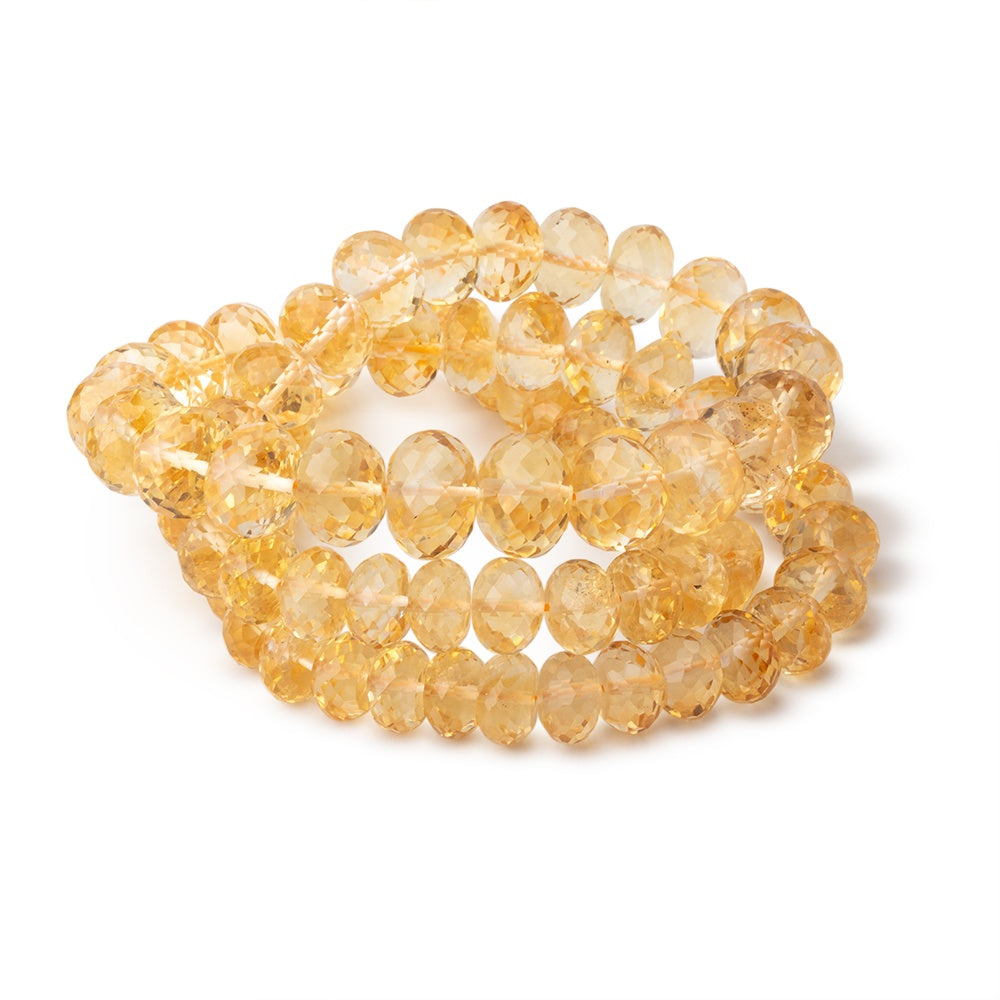 6.5-10mm Citrine Faceted Rondelle Beads 16 inch 81 pieces - BeadsofCambay.com