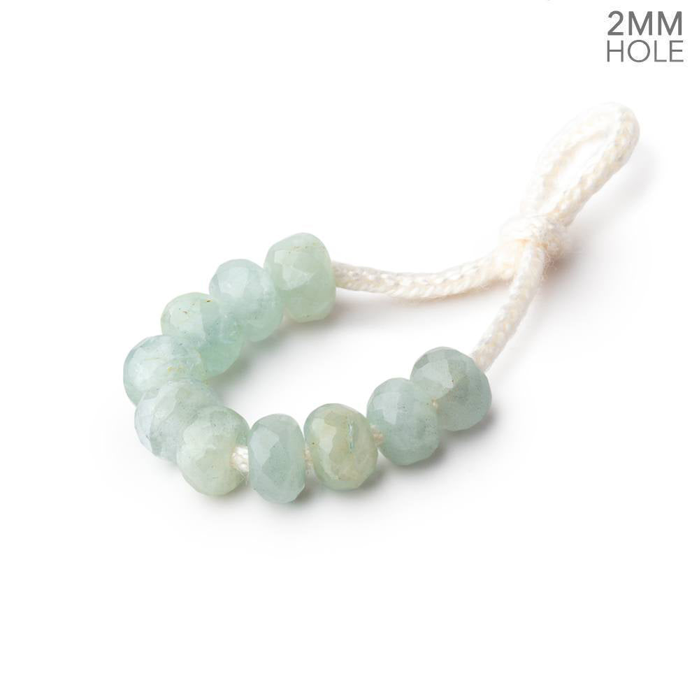 6mm Milky Aquamarine 2mm Large Hole Faceted Rondelle Set of 10 - BeadsofCambay.com