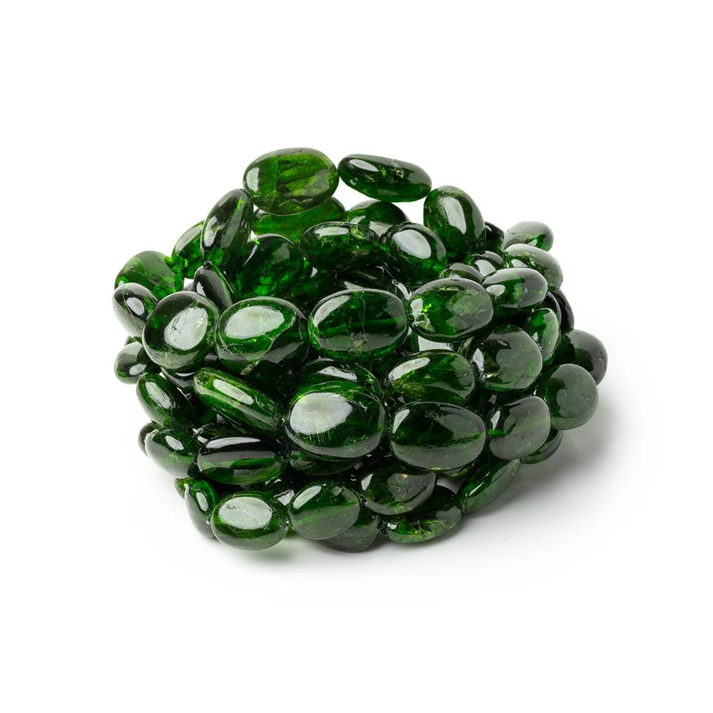 8x6-14.5x10mm Chrome Diopside Plain Nugget Beads 16 inch 38 pieces - BeadsofCambay.com