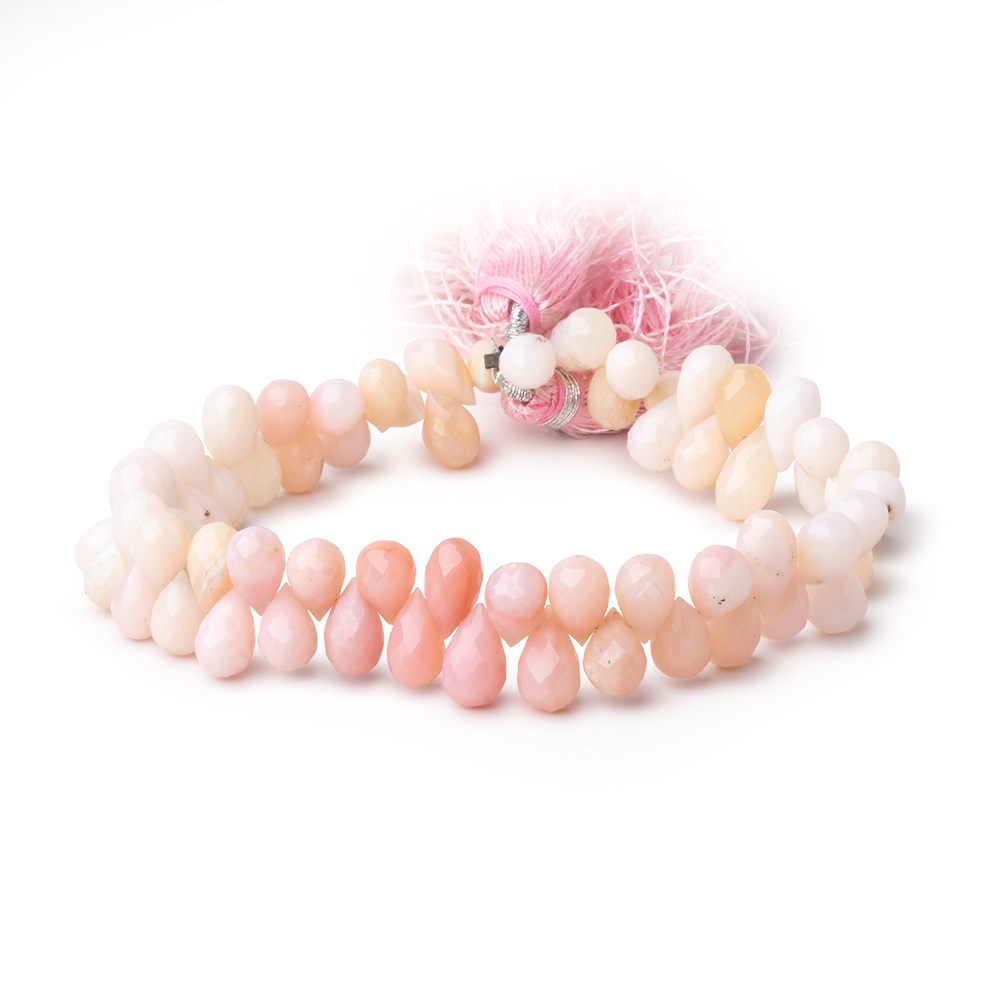 8x5-10x6mm Pink Peruvian Opal Faceted Tear Drop 8 inch 64 Beads - BeadsofCambay.com
