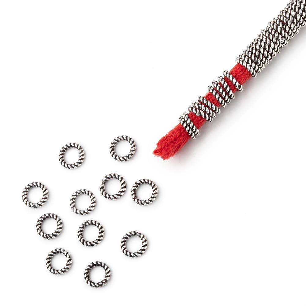 6mm Twisted Jump Rings on an 8 inch Strand - BeadsofCambay.com