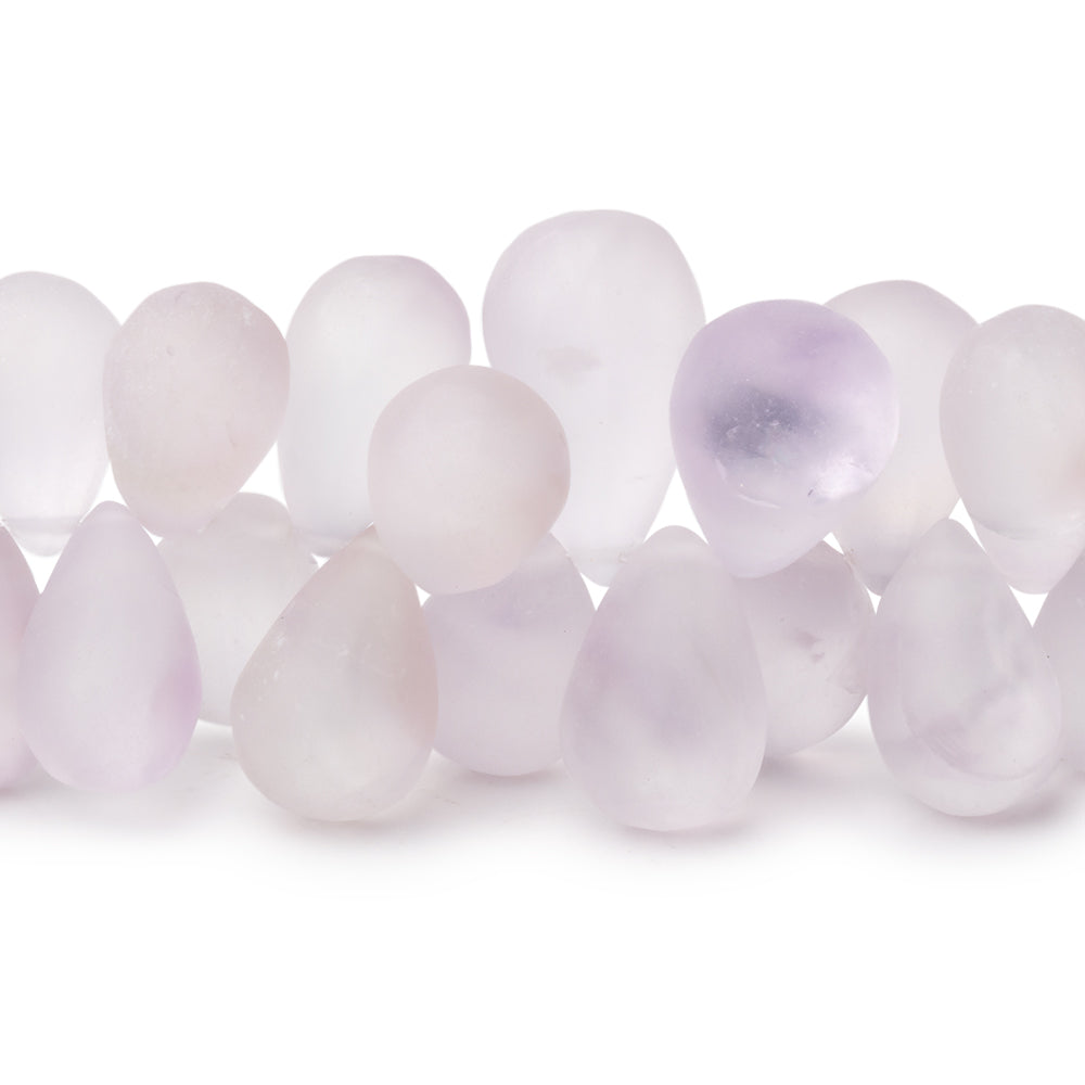 8x6-16x9mm Frosted Pink Amethyst Faceted Tear Drops 8 inch 60 Beads - BeadsofCambay.com