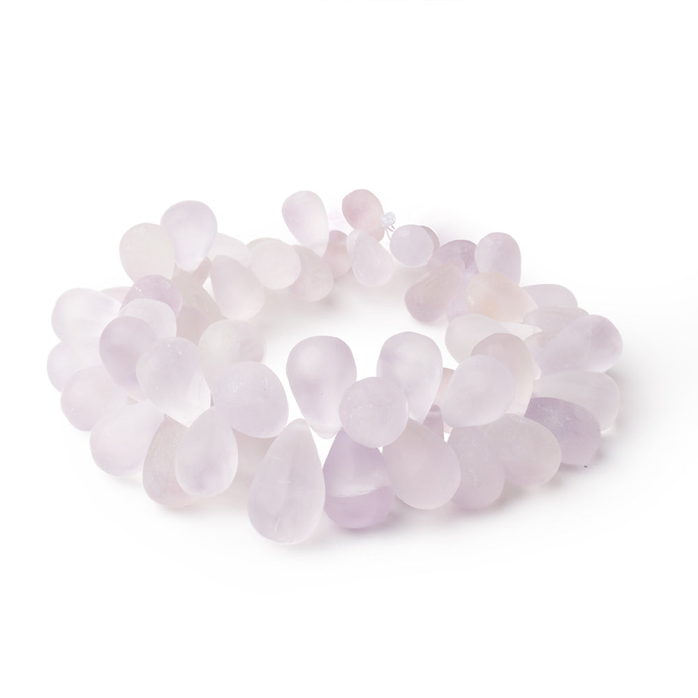 8x6-16x9mm Frosted Pink Amethyst Faceted Tear Drops 8 inch 60 Beads - BeadsofCambay.com