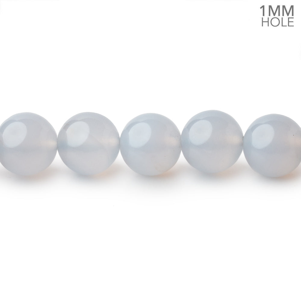 9mm Turkish Blue Chalcedony Plain Round Beads 15.5 inch 42 pieces - BeadsofCambay.com
