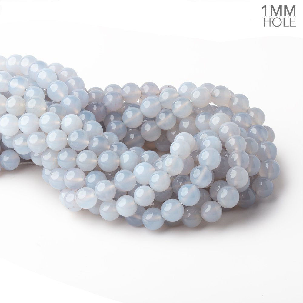 9mm Turkish Blue Chalcedony Plain Round Beads 15.5 inch 42 pieces - BeadsofCambay.com