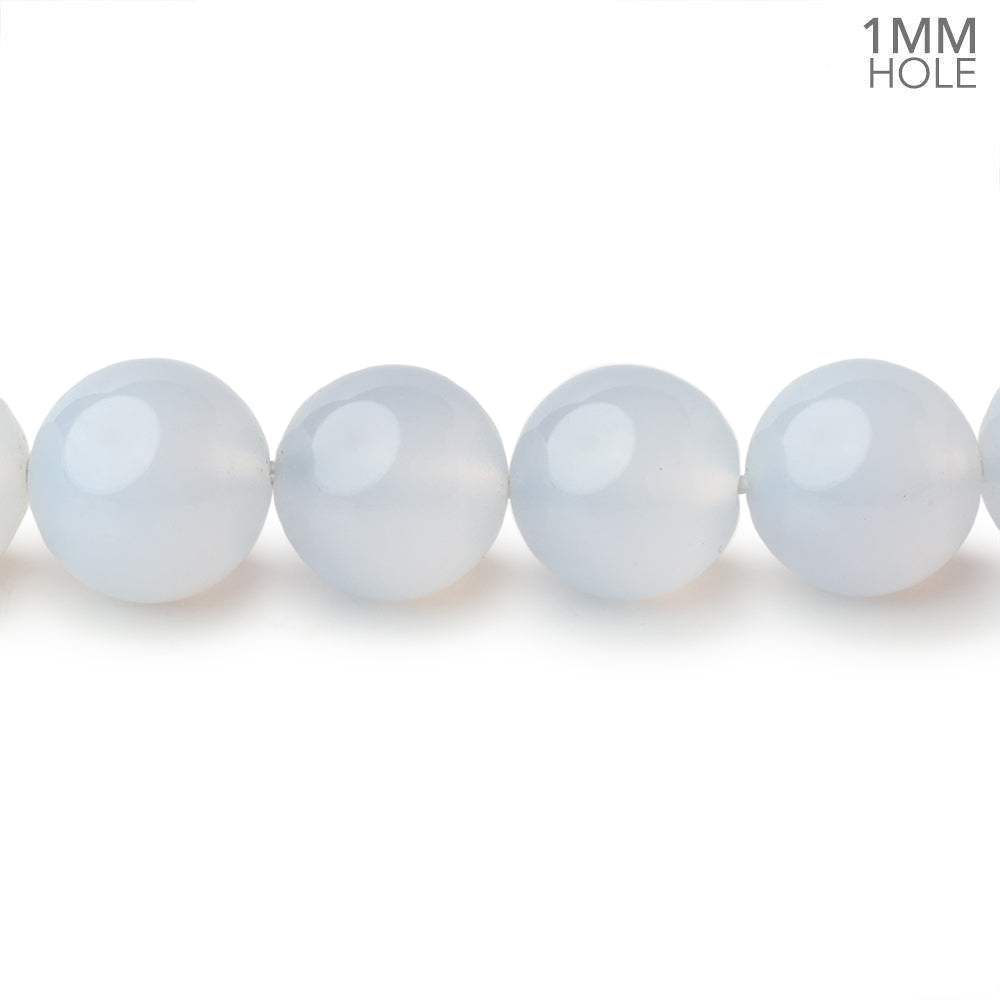 12mm Turkish Blue Chalcedony Plain Round Beads 15.5 inch 32 pieces - BeadsofCambay.com