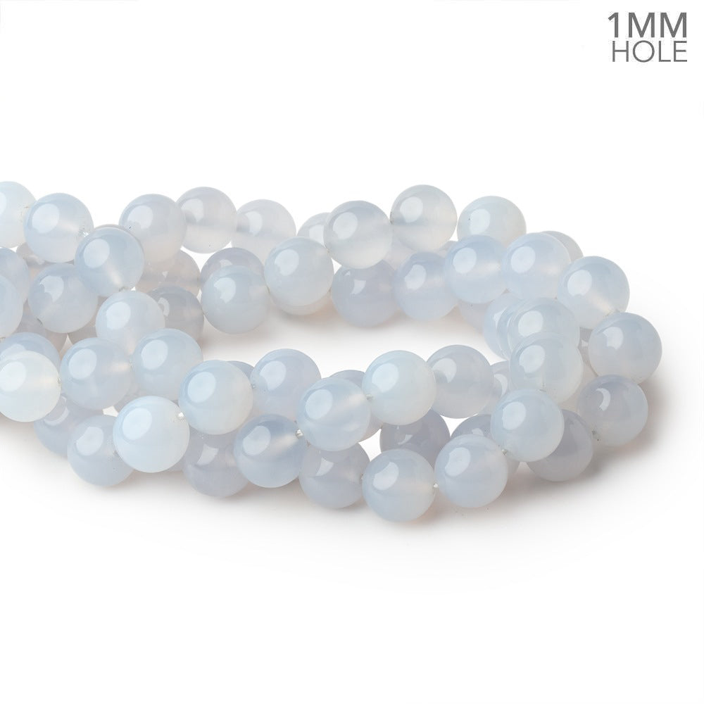 12mm Turkish Blue Chalcedony Plain Round Beads 15.5 inch 32 pieces - BeadsofCambay.com