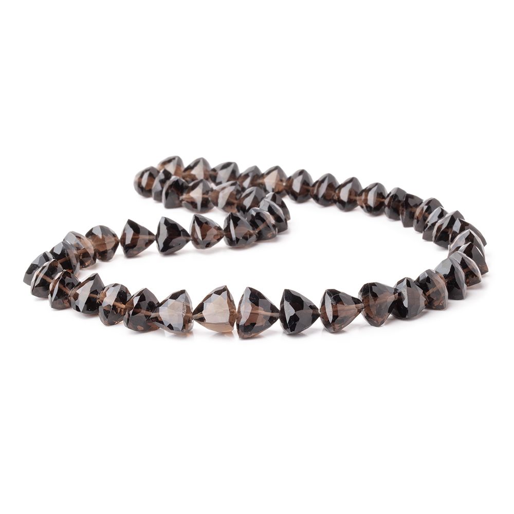 8-10mm Smoky Quartz Faceted Trillion Beads 16.5 inch 48 pieces - BeadsofCambay.com