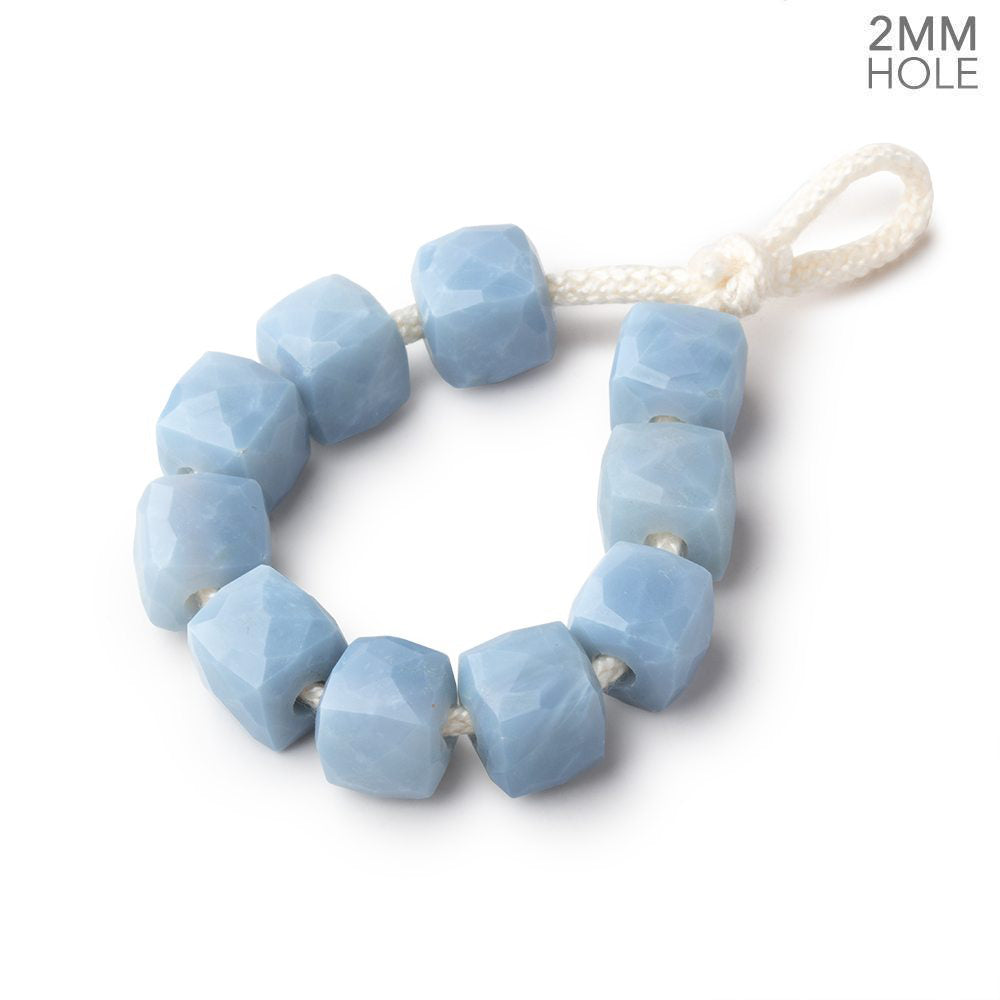 8mm Owyhee Denim Blue Opal 2mm Large Hole Faceted Cube Beads Set of 10 - BeadsofCambay.com