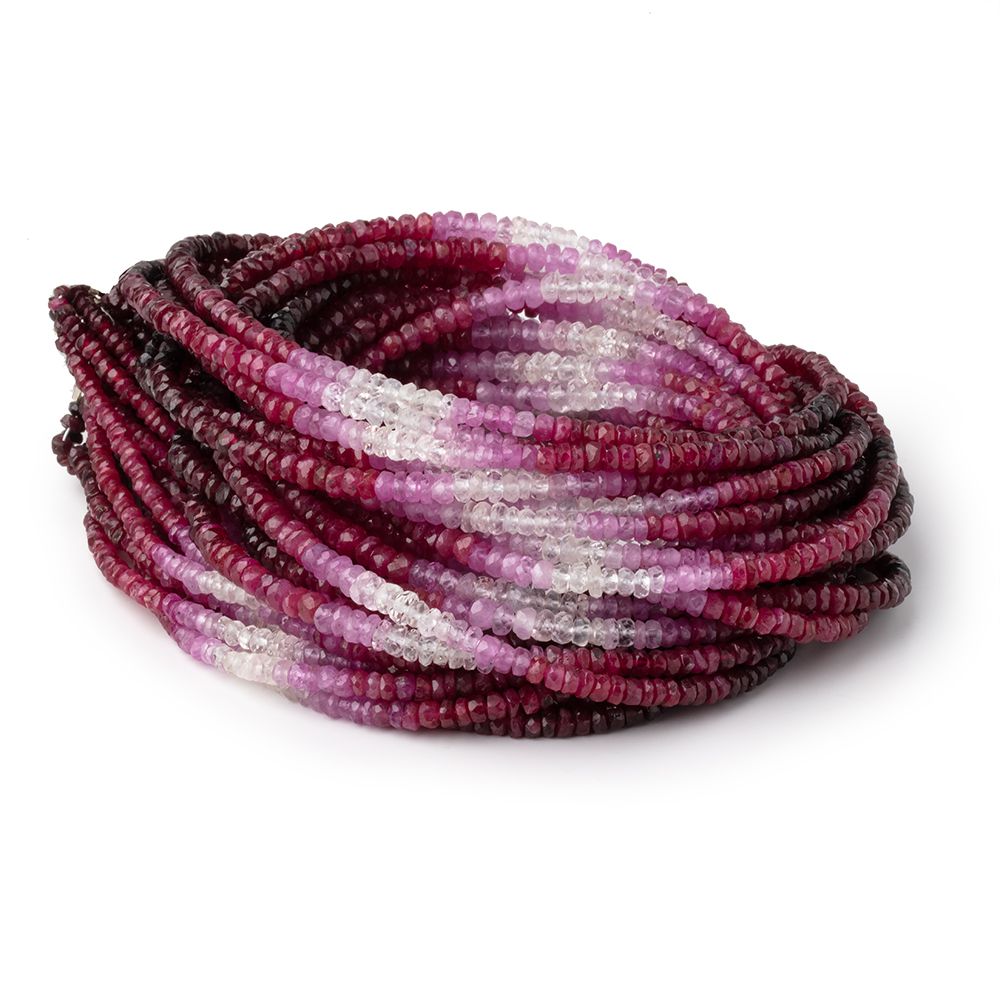 2-3mm Shaded Ruby and Sapphire Faceted Rondelle Beads 16 inch 245 pieces - BeadsofCambay.com