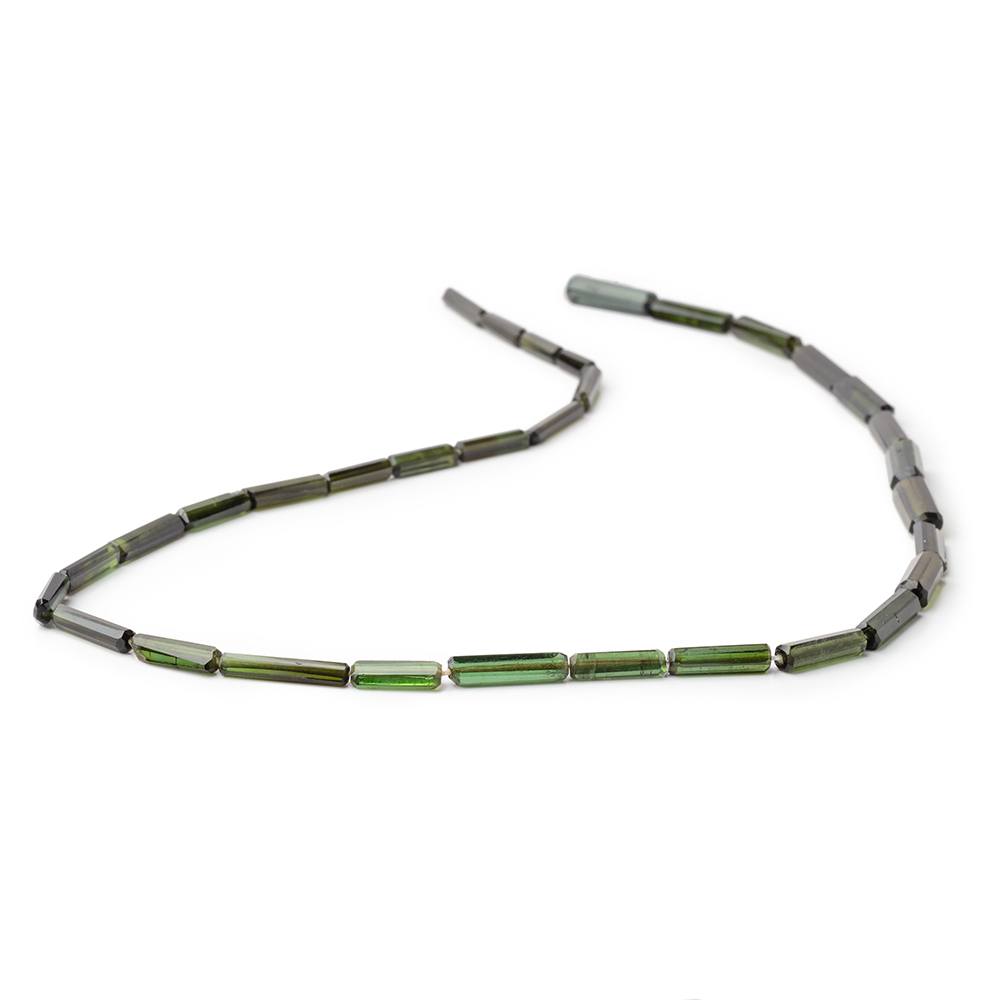8x2-14.5x4mm Shaded Green Tourmaline Natural Crystals 15.25 inch 33 beads - BeadsofCambay.com