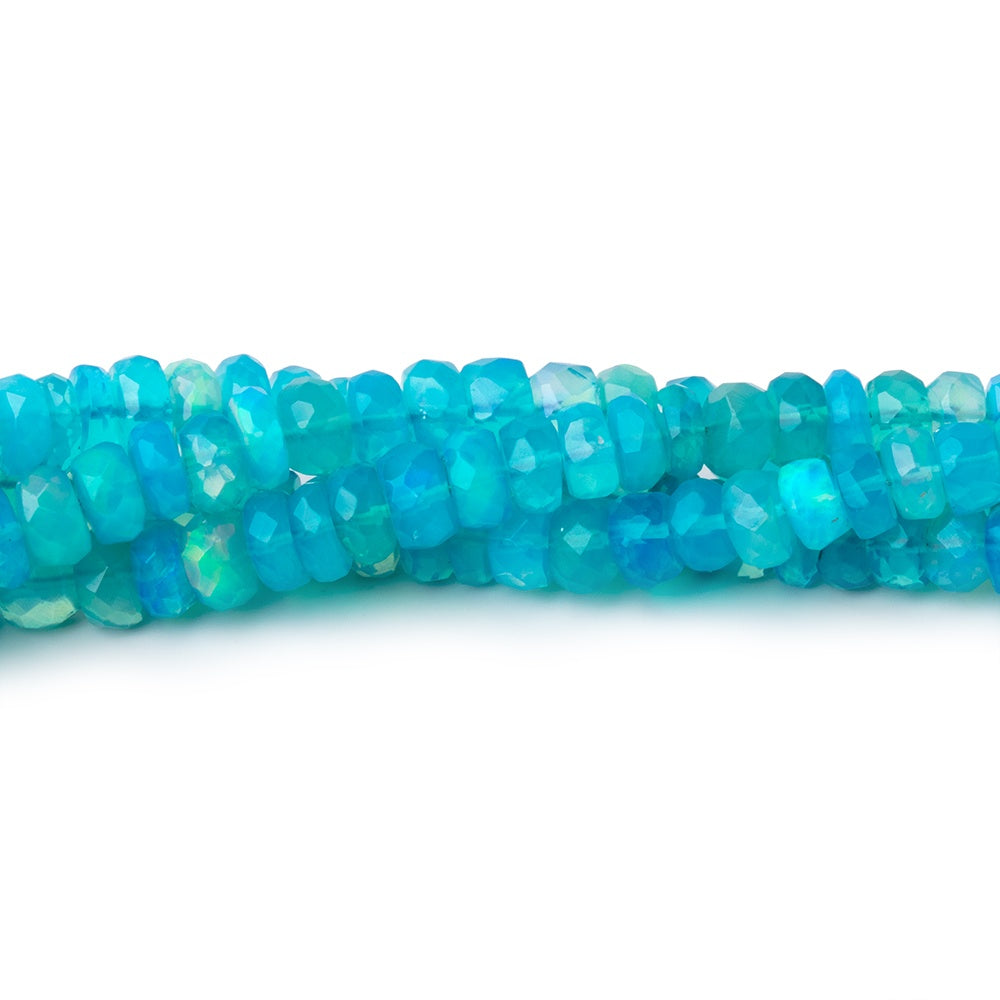 3.5-5.5mm Tropical Blue Ethiopian Opal Faceted Rondelles 16 inch 160 Beads AA - BeadsofCambay.com