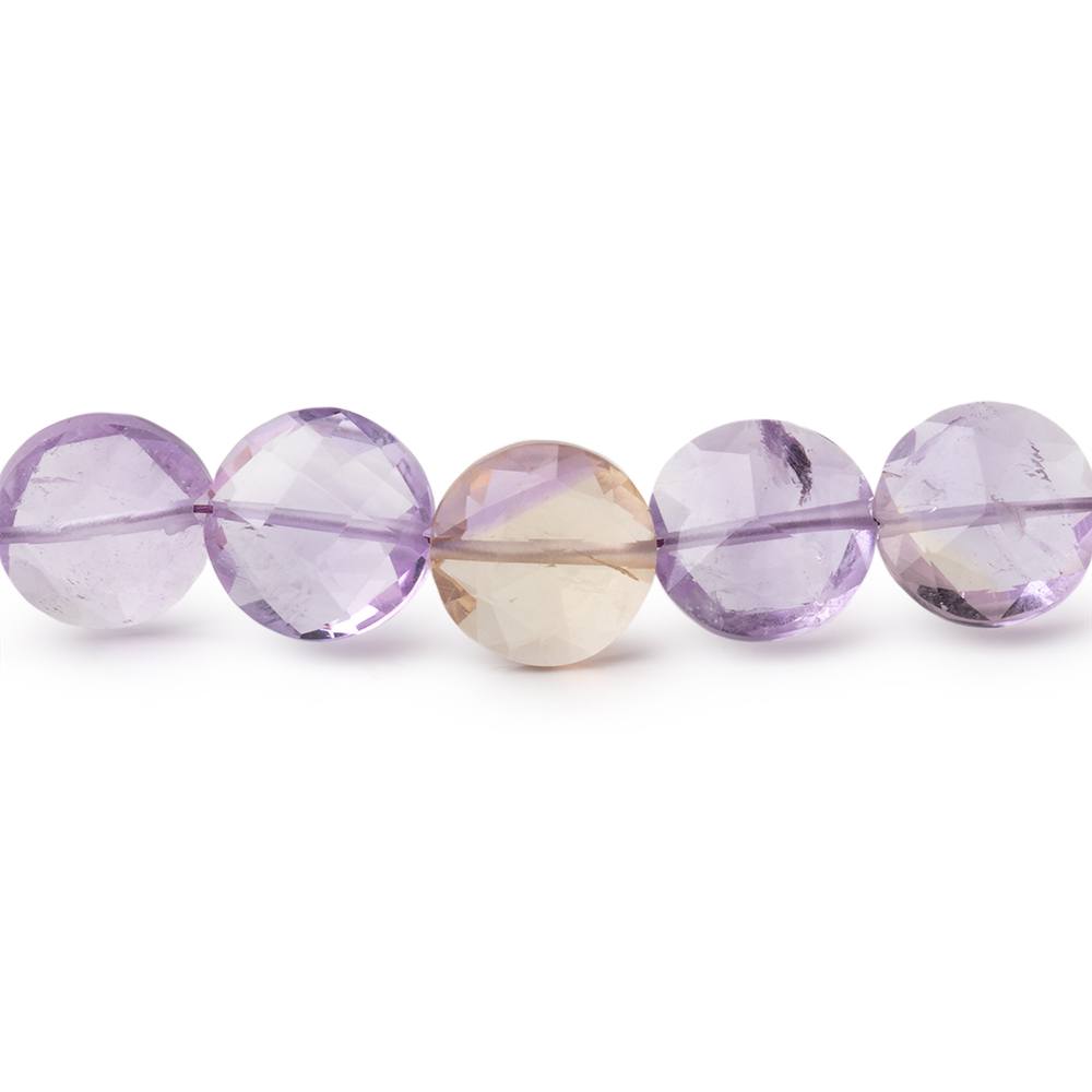 9mm Ametrine Faceted Coin Beads 16 inch 44 pieces - BeadsofCambay.com