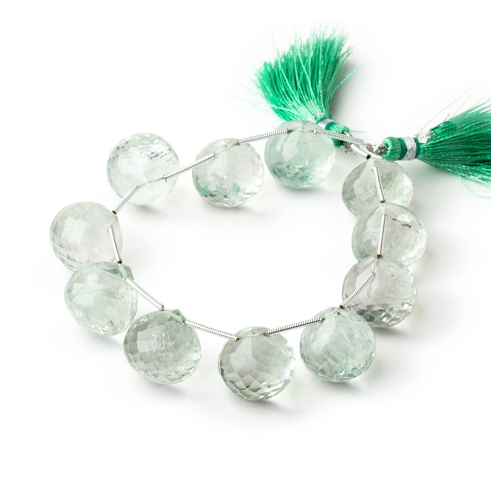 14.5-15mm Prasiolite Faceted Candy Kiss Beads 7 inch 11 pieces - BeadsofCambay.com
