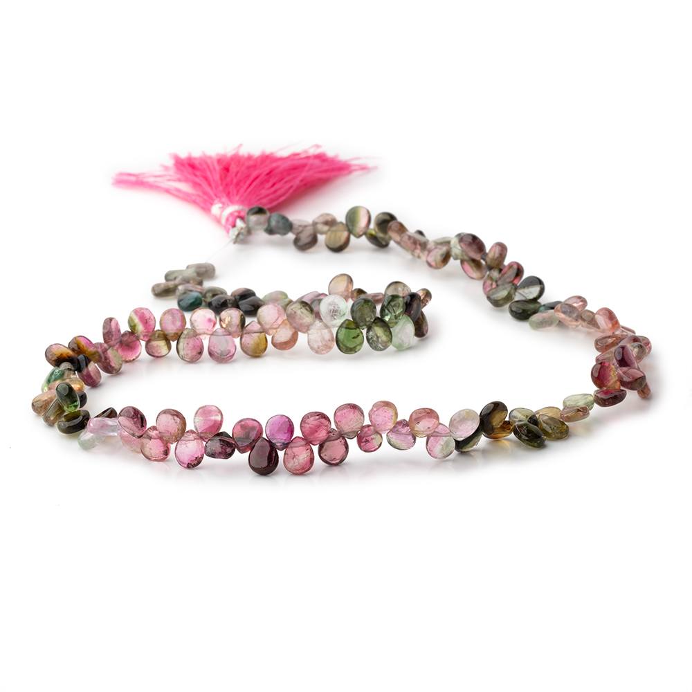 6-7mm Multi Color Tourmaline Plain Pear Beads 16 inch 125 pieces - BeadsofCambay.com