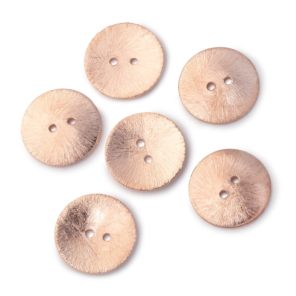 20mm Brushed Round Buttons Set of 6 - BeadsofCambay.com