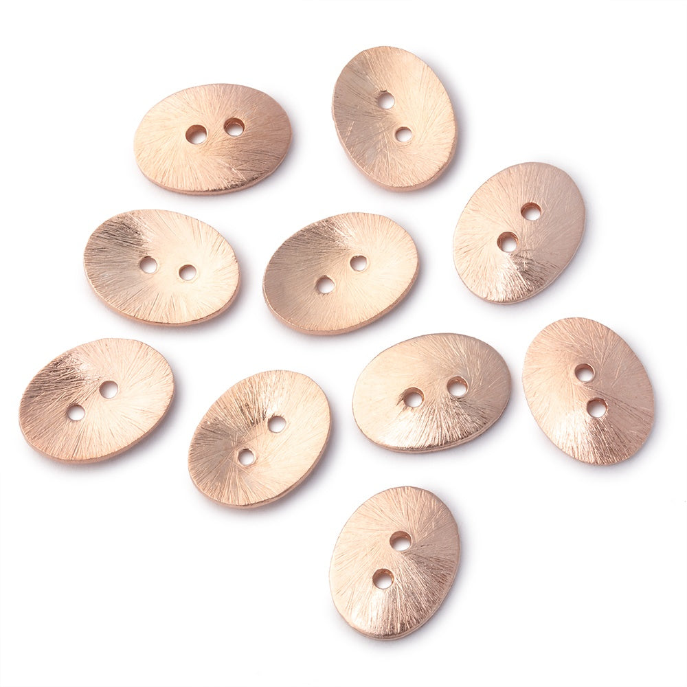 16x12mm Brushed Oval Buttons Set of 10 - BeadsofCambay.com