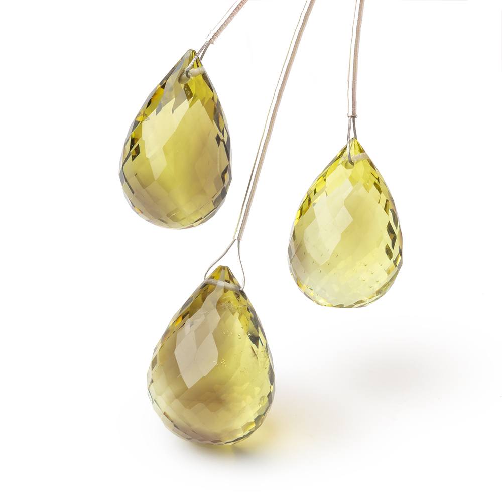 17x12-20x14mm Bi-Color Quartz Faceted Tear Drop Focal Set of 3 Beads AAA - BeadsofCambay.com