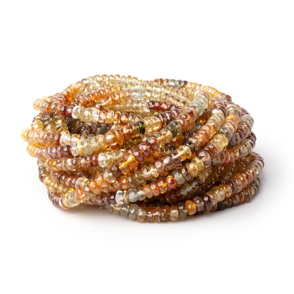3-4mm Multi Color Golden Zircon Plain Rondelle Beads 17 inch 212 pieces AA - BeadsofCambay.com