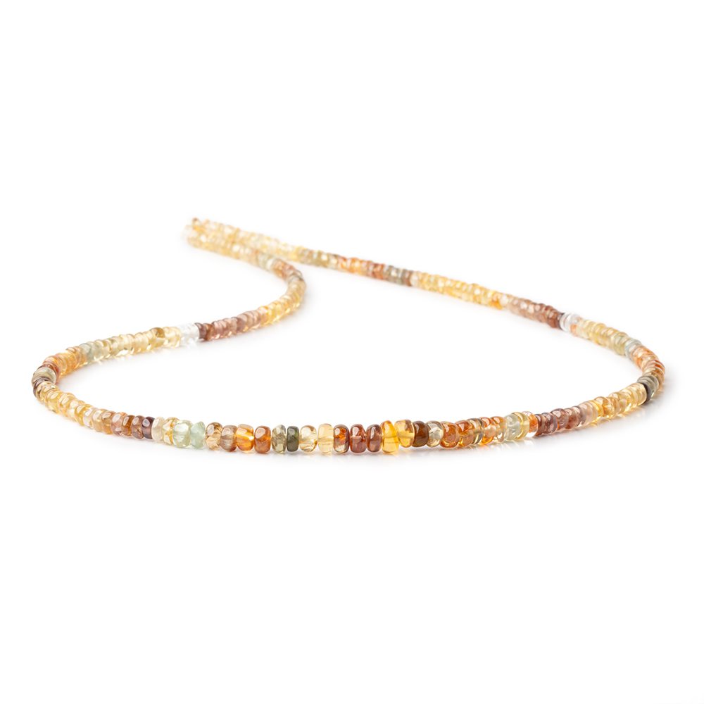 3-4mm Multi Color Golden Zircon Plain Rondelle Beads 17 inch 212 pieces AA - BeadsofCambay.com