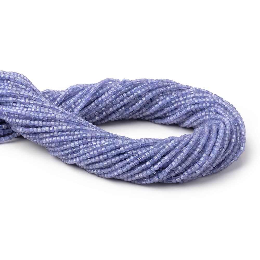 1.8mm Tanzanite Micro Faceted Cube Beads 12.75 inch 170 pieces - BeadsofCambay.com