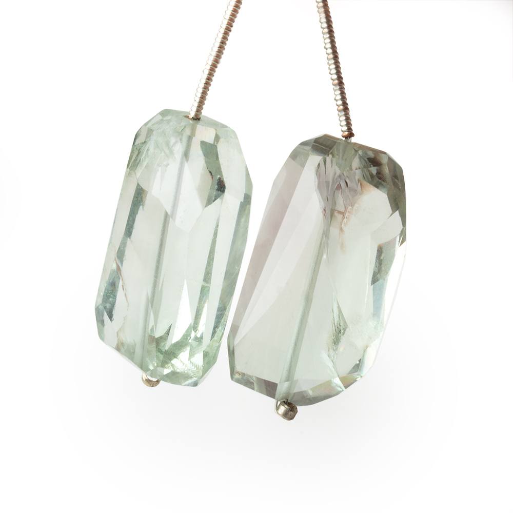 23-25mm Prasiolite Faceted Nugget Focal Set of 2 Beads - BeadsofCambay.com