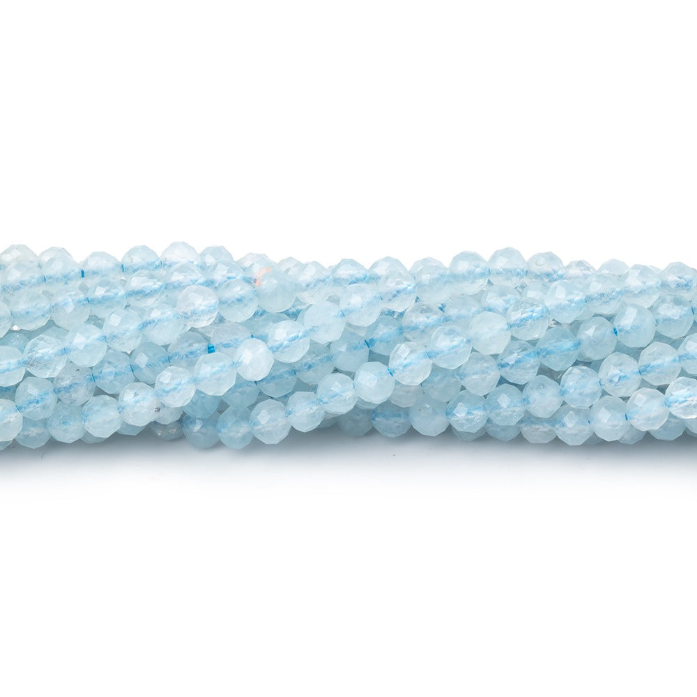 3mm Milky Aquamarine Micro Faceted Round Beads 12.5 inch 102 pieces - BeadsofCambay.com