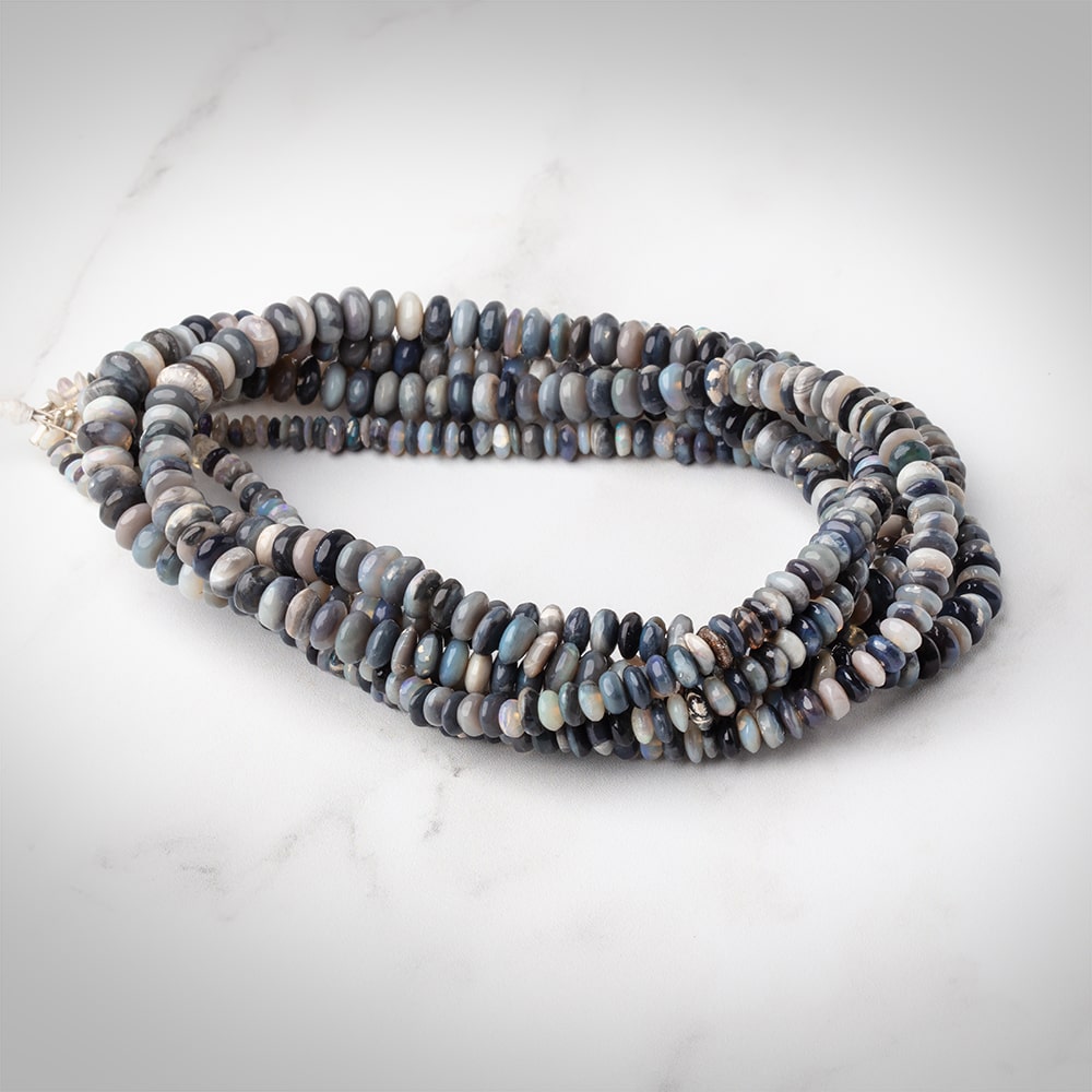 3.5-6mm Australian Opal plain rondelles 18 inch 200 beads A - BeadsofCambay.com