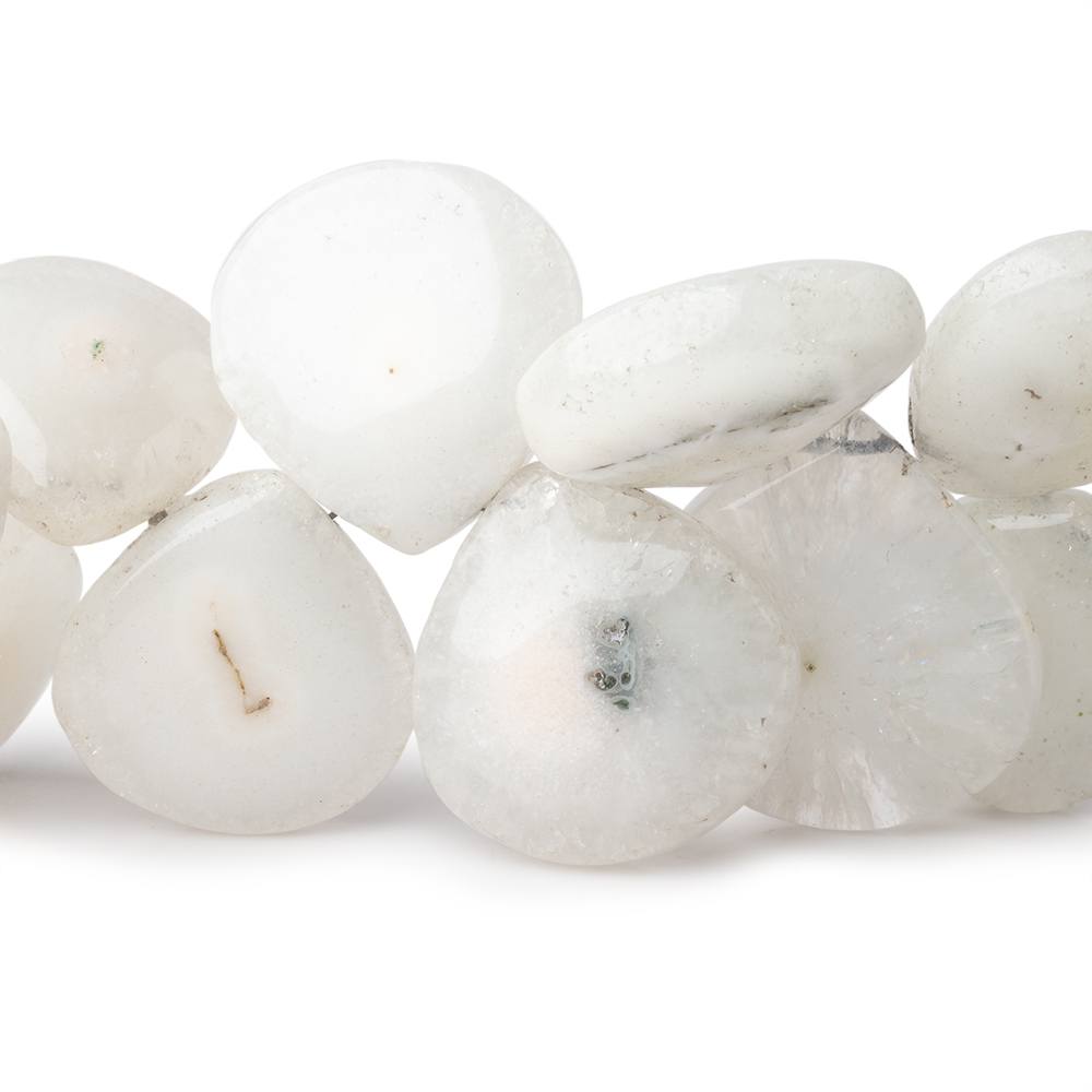 18-28mm Peacock Solar Quartz Plain Heart Beads 7 inch 22 pieces - BeadsofCambay.com