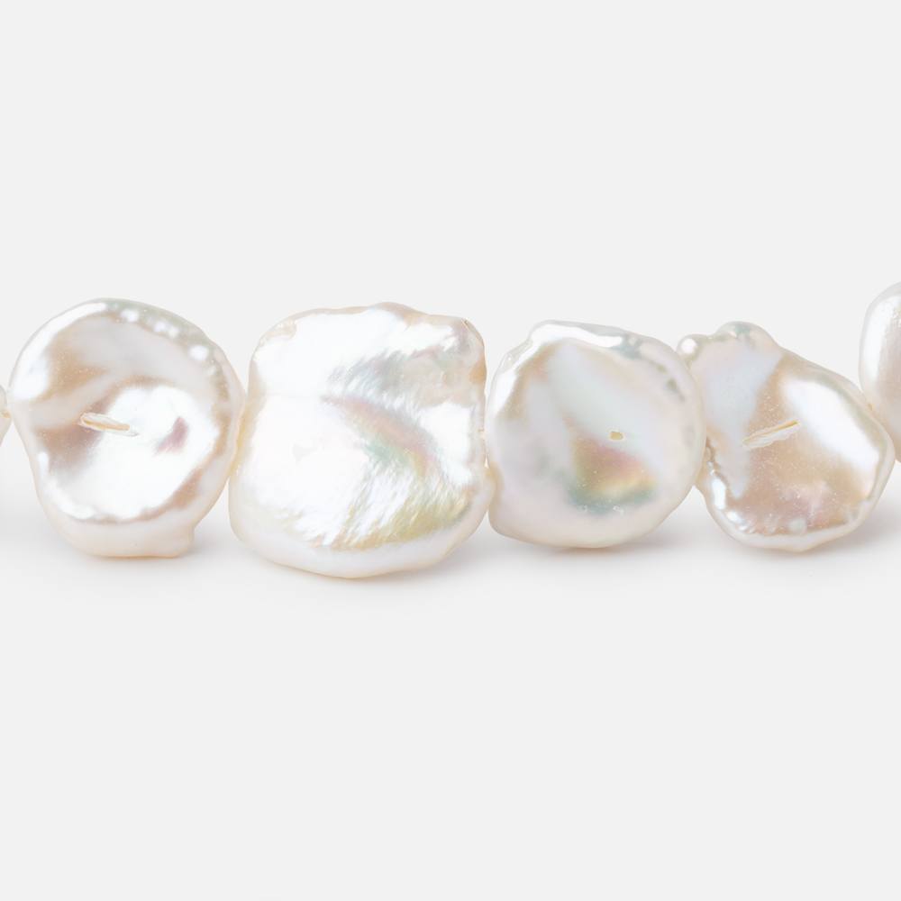 13x12-18x17mm Cream Keshi Freshwater Pearls 15.75 inch 27 beads AA - BeadsofCambay.com