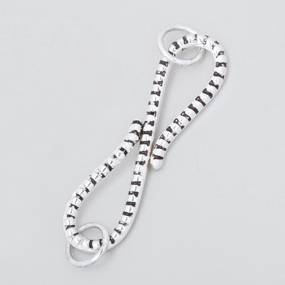 36x11mm Antiqued Sterling Silver S Hook with Dotted Design 1 piece - BeadsofCambay.com