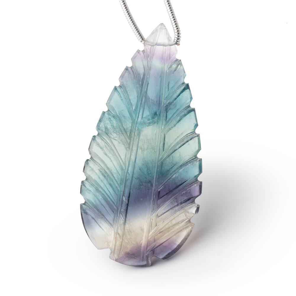 44.8x22mm Fluorite Hand Carved Pear Focal Bead 1 piece - Beadsofcambay.com