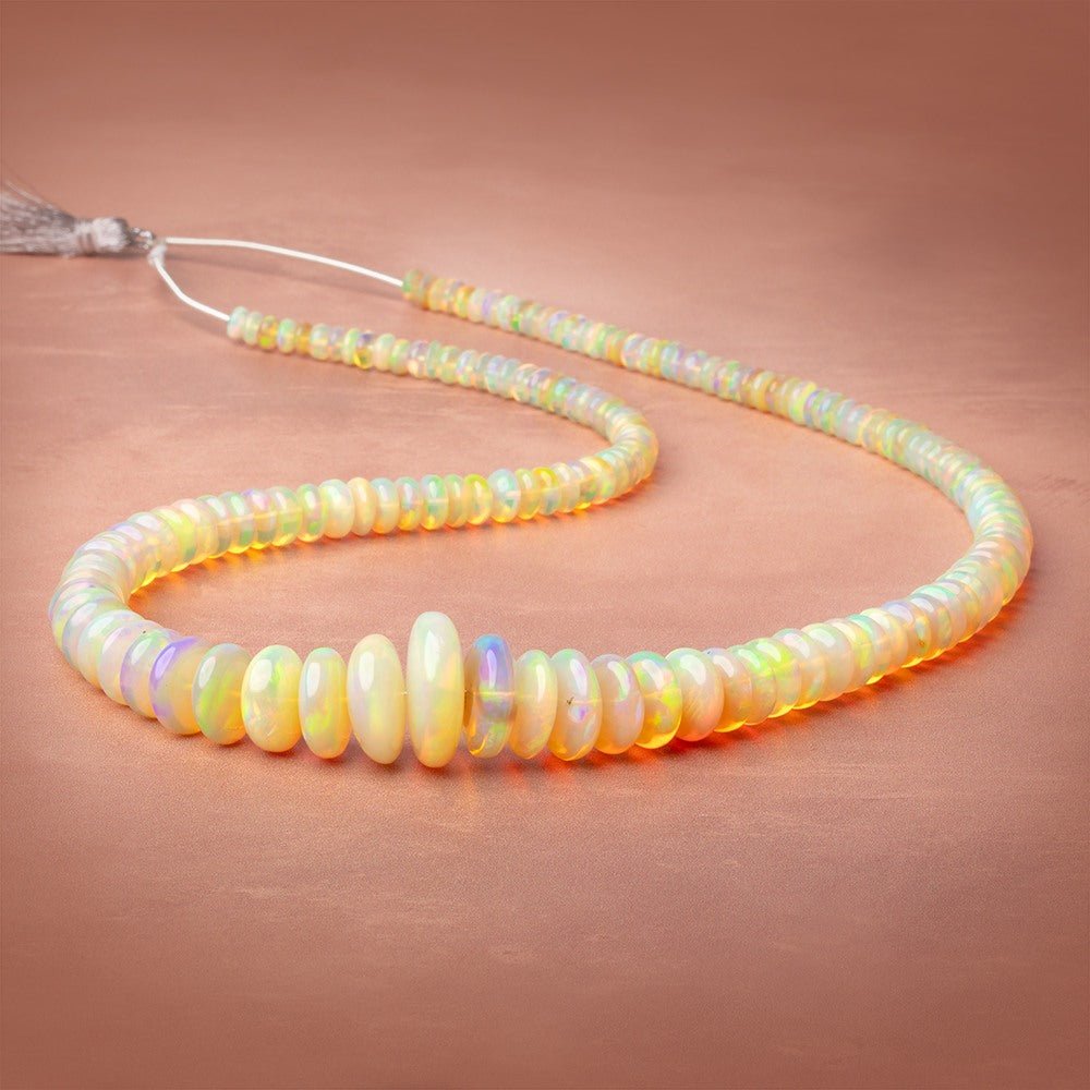 4.5 - 18mm Golden Ethiopian Opal Plain Rondelle 20 inch 185 Beads AAA - Beadsofcambay.com