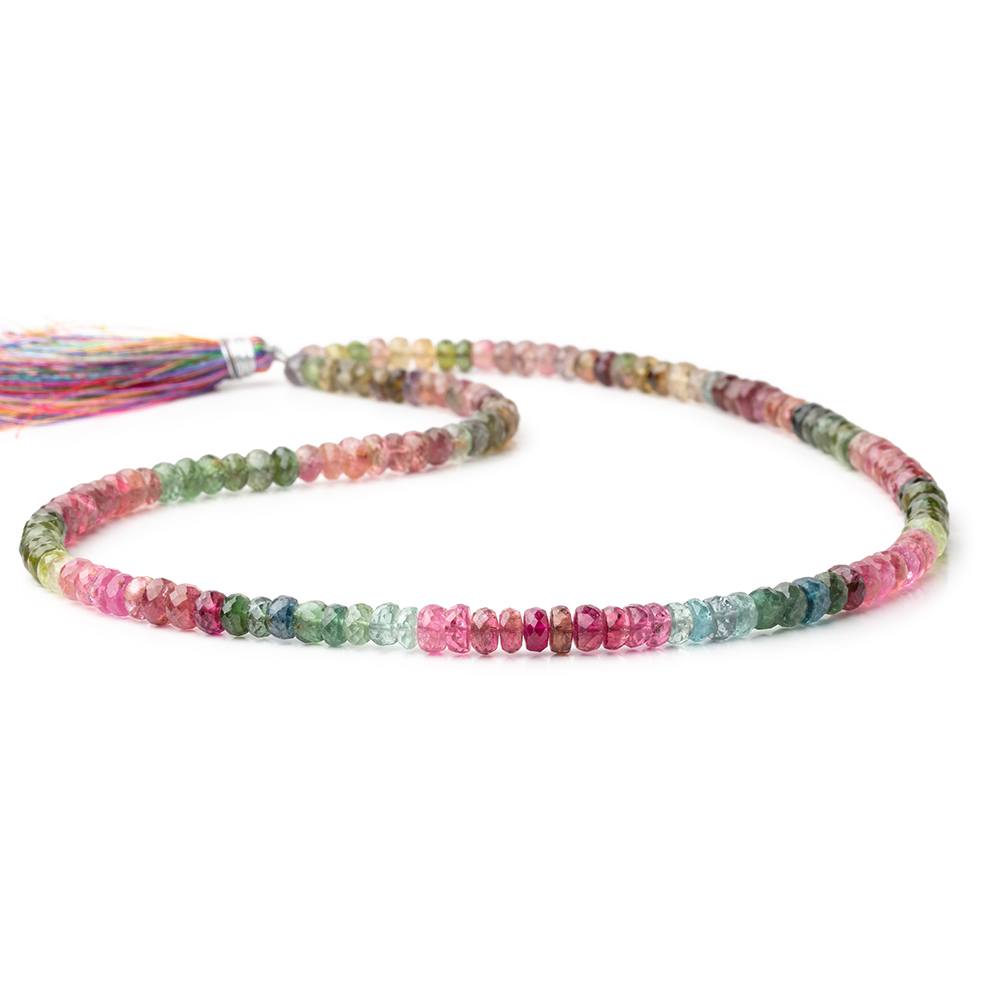 4.5 - 5.5mm Multi Color Tourmaline Faceted Rondelle 16 inch 135 Beads AA - Beadsofcambay.com