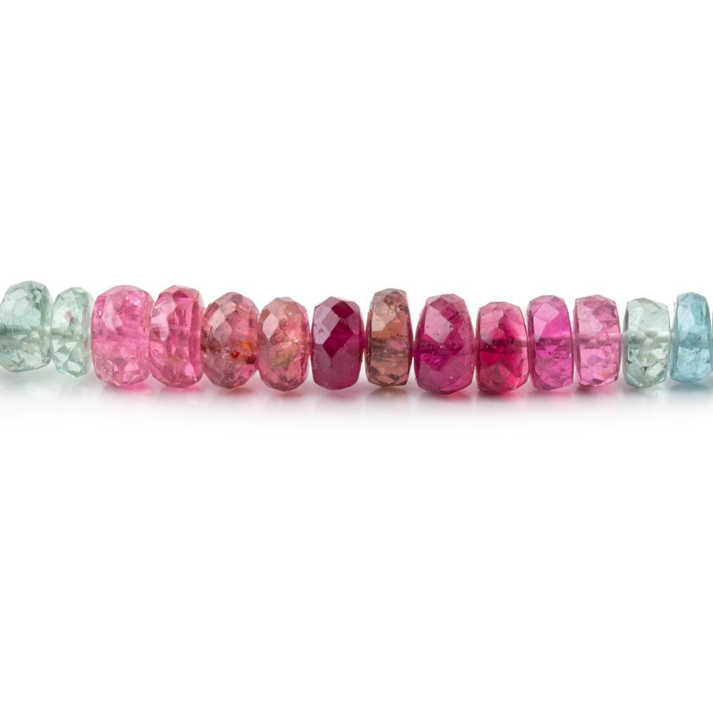 4.5 - 5.5mm Multi Color Tourmaline Faceted Rondelle 16 inch 135 Beads AA - Beadsofcambay.com