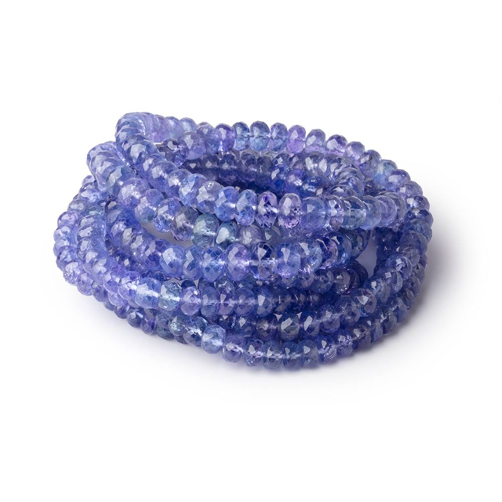 4.5 - 6.5mm Tanzanite Faceted Rondelle Beads 18 inch 130 pieces AAA - Beadsofcambay.com