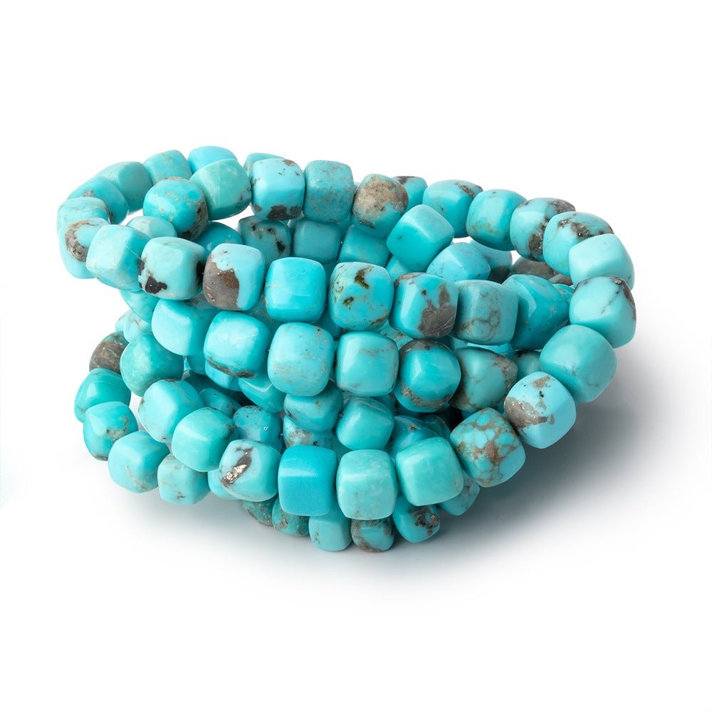 4.5 - 9mm Sleeping Beauty Turquoise Plain Cubes 16 inch 60 Beads AAA - Beadsofcambay.com