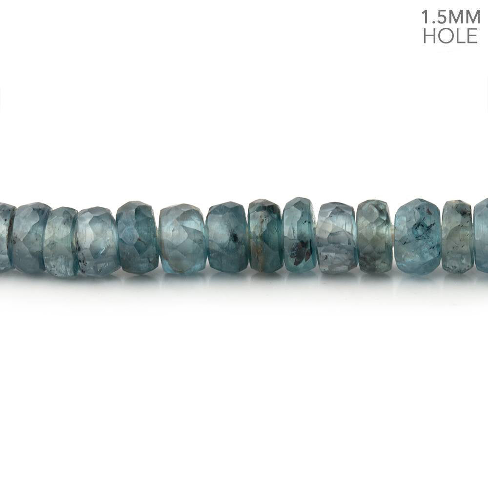 5-5.5mm Indigo Kyanite 1.5mm Large Hole Faceted Rondelle 8 inch 68 Beads - BeadsofCambay.com